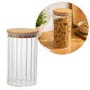 Ver imagem 5 de Kit 2 Potes Hermético Redondo Vidro Borossilicato Listras Clear Tampa de Bambu 750ml - Wellmix