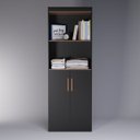 Ver imagem 4 de Multiuso Armário Flex com 2 Portas e Prateleiras Montagem Vertical ou Horizontal - Preto com Nature