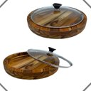 Ver imagem 1 de Kit 2 Gamela de Madeira Churrasco Redonda com Tampa de Vidro