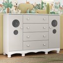 Ver imagem 1 de Cômoda Infantil 125cm 2 Portas com Vidro e 4 Gavetas Suspiro Multimóveis Mp4460 Branco-off White
