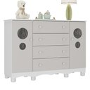 Ver imagem 2 de Cômoda Infantil 125cm 2 Portas com Vidro e 4 Gavetas Suspiro Multimóveis Mp4460 Branco-off White