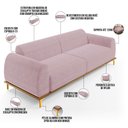Ver imagem 4 de Sofá 03 Lugares Para Sala de Estar Kiev 210 cm D02 Veludo Rosê C-305 - Lyam Decor