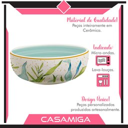 Conjunto 4 Bowl Tigela Cerâmica 623ml Siena Folhas - 3
