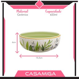 Conjunto 4 Bowl Tigela Cerâmica 623ml Siena Folhas - 4