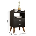 Ver imagem 4 de Mesa de Cabeceira Retrô Pés Palito em Madeira Maciça 2 Gavetas E Prateleira