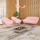 Ver mais imagens de Kit 01 Namoradeira E 02 Poltronas Suede Natural Rosa Bebê
