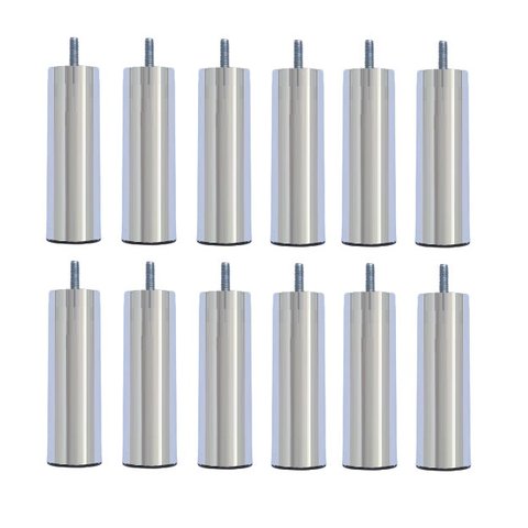 Kit 12 Pés Cama Box Solteiro ou Bipartida Tubo 13 Cm Cor:cromado