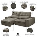 Ver imagem 3 de Sofá Retrátil Reclinável 3 Lugares 210cm Damy F05 Veludo Marrom - Mpozenato