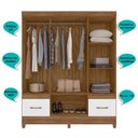 Ver imagem 4 de Guarda Roupa Casal com Espelho Ms912 4 Portas 2 Gavetas Moval - Naturale - Branco Naturale - Branco