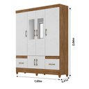 Ver imagem 3 de Guarda Roupa Casal com Espelho Ms912 4 Portas 2 Gavetas Moval - Naturale - Branco Naturale - Branco