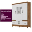 Ver imagem 2 de Guarda Roupa Casal com Espelho Ms912 4 Portas 2 Gavetas Moval - Naturale - Branco Naturale - Branco