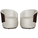 Ver imagem 2 de Kit 2 Poltronas Organica Beatriz Veludo Bege C/ Composê Corano Marrom - Lm Decor