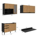 Ver imagem 5 de Cozinha Modulada Esmeralda Aéreo e Balcão 200cm Porta Vidro Cor:lunar com Freijó