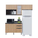 Ver imagem 3 de Cozinha Modulada Esmeralda Aéreo e Balcão 200cm Porta Vidro Cor:lunar com Freijó