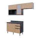Ver imagem 4 de Cozinha Modulada Esmeralda Aéreo e Balcão 200cm Porta Vidro Cor:lunar com Freijó