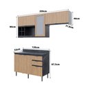 Ver imagem 2 de Cozinha Modulada Esmeralda Aéreo e Balcão 200cm Porta Vidro Cor:lunar com Freijó