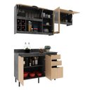 Ver imagem 6 de Cozinha Modulada Esmeralda Aéreo e Balcão 200cm Porta Vidro Cor:lunar com Freijó