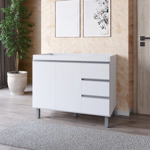 Balcão de Cozinha Gabinete 120cm Andréia sem Tampo Ajl Móveis:branco