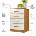 Ver imagem 2 de Comoda 4 Gavetas Paris MDF Moderno para Quarto Organizador Multiuso