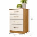 Ver imagem 3 de Comoda 4 Gavetas Paris MDF Moderno para Quarto Organizador Multiuso