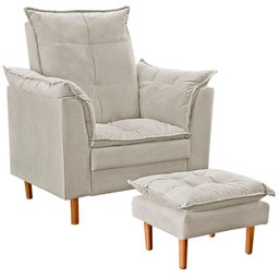 Poltrona de Amamentação Daniele com Puff Tecido Suede Bege Claro Domm Store - 1 Poltrona de Amamentação Daniele com Puff Tecido Suede Bege Claro Domm Store - 1