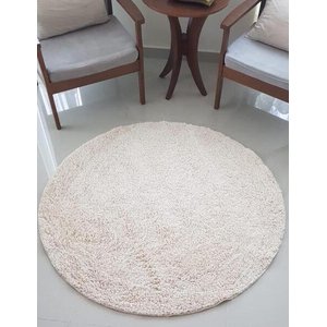 Tapete Algodão Par Sala/Quarto - Redondo - 1,00 x 1,00 - Cor Cru Médio