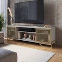 Ver imagem 1 de Rack para TV até 65 Polegadas 183cm Industrial em e Portas Teladas P1027 Cinza Arena/Dourado