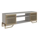 Ver imagem 2 de Rack para TV até 65 Polegadas 183cm Industrial em e Portas Teladas P1027 Cinza Arena/Dourado