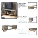 Ver imagem 5 de Rack para TV até 65 Polegadas 183cm Industrial em e Portas Teladas P1027 Cinza Arena/Dourado