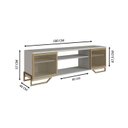 Ver imagem 3 de Rack para TV até 65 Polegadas 183cm Industrial em e Portas Teladas P1027 Cinza Arena/Dourado