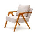 Ver imagem 3 de Poltrona Mona Pés de Madeira Linho Sala Escritorio Decoração:cru