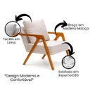 Ver imagem 4 de Poltrona Mona Pés de Madeira Linho Sala Escritorio Decoração:cru