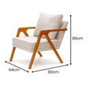 Ver imagem 2 de Poltrona Mona Pés de Madeira Linho Sala Escritorio Decoração:cru