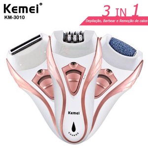 Depilador Elétrico 3 em 1 Feminino Arranca Pelo Raiz Km3010