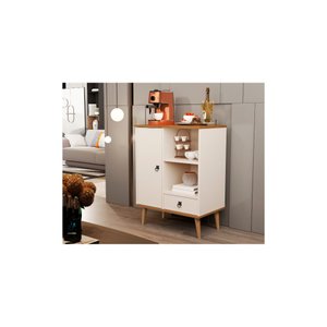 Buffet Aparador Cantinho do Café Tip Top com Pés Palito - Off White com Freijó