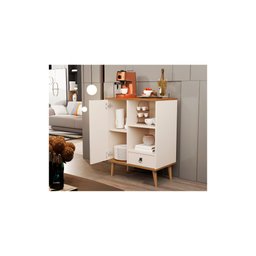 Buffet Aparador Cantinho do Café Tip Top com Pés Palito - Off White com Freijó - 2
