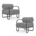 Ver imagem 1 de Kit 02 Poltronas Decorativas Orgânica Living Miska Bouclê Cinza - Abmaza