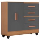 Ver imagem 5 de Cômoda Ambiente Lite 4 Gavetas 2 Portas Nature Cinza – Móveis Leão