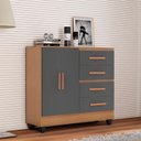 Ver imagem 1 de Cômoda Ambiente Lite 4 Gavetas 2 Portas Nature Cinza – Móveis Leão