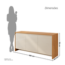 Ver imagem 3 de Balcão Buffet 3 Portas 1 Gaveta 160cm Madrid Bege/Cedro/Off White