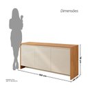Ver imagem 3 de Balcão Buffet 3 Portas 1 Gaveta 160cm Madrid Bege/Cedro/Off White
