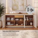 Ver imagem 7 de Balcão Buffet 3 Portas 1 Gaveta 160cm Madrid Bege/Cedro/Off White