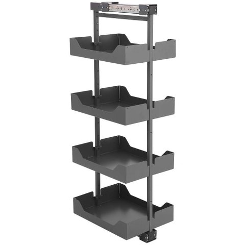 Coluna Deslizante Masutti Alta 33x48x152cm 4 Bandejas Ajustáveis Organizador Cinza Cozinha