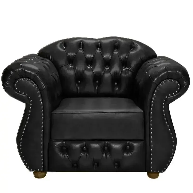 Sofá Chesterfield Merlo 3 Lugares 2,30 + 2 Poltronas - Courano Preto / Decoração, Recepção, Sala Tv,
