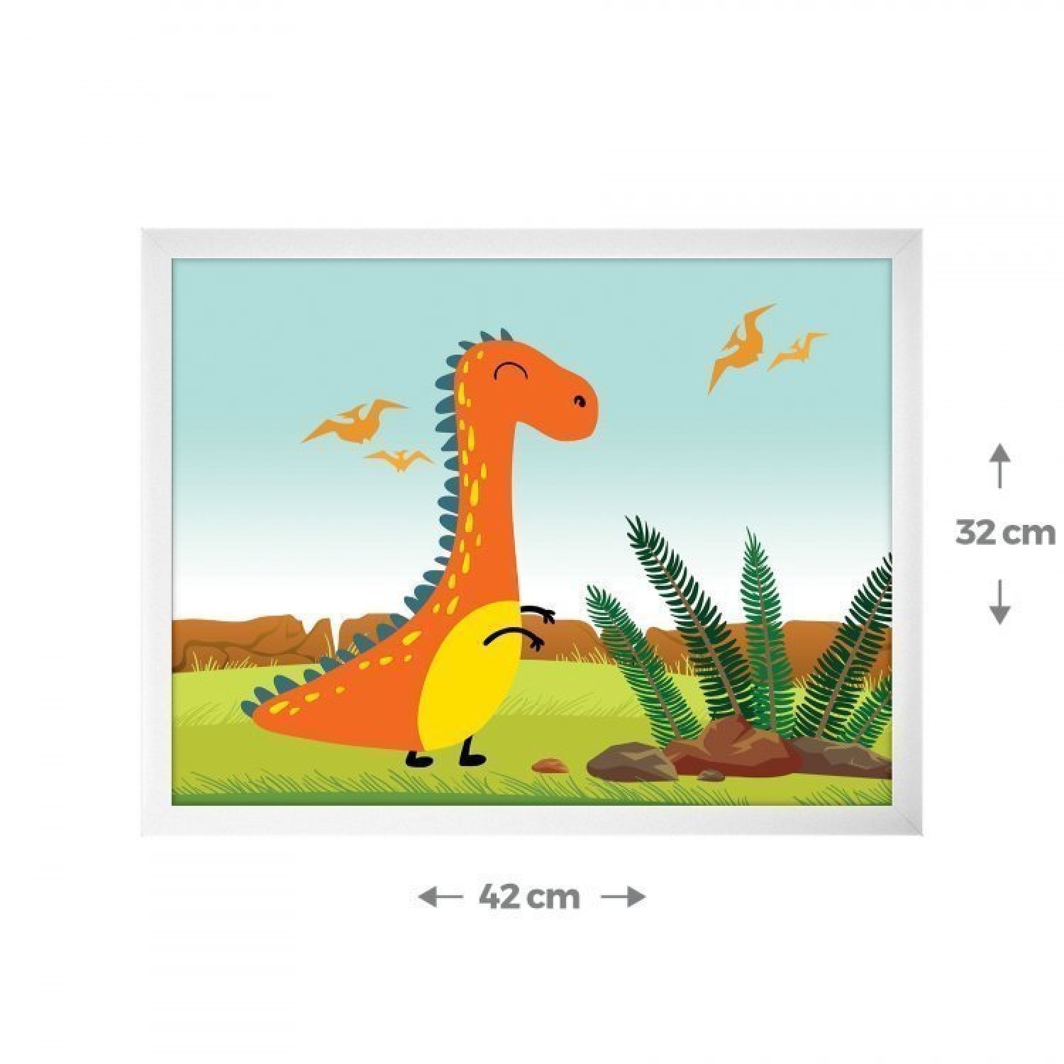 kit 5 Quadros Infantil Desenhos Coloridos de Dinossauros