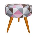 Ver imagem 1 de Puff Redondo Suede Estampado Triângulo Rosa