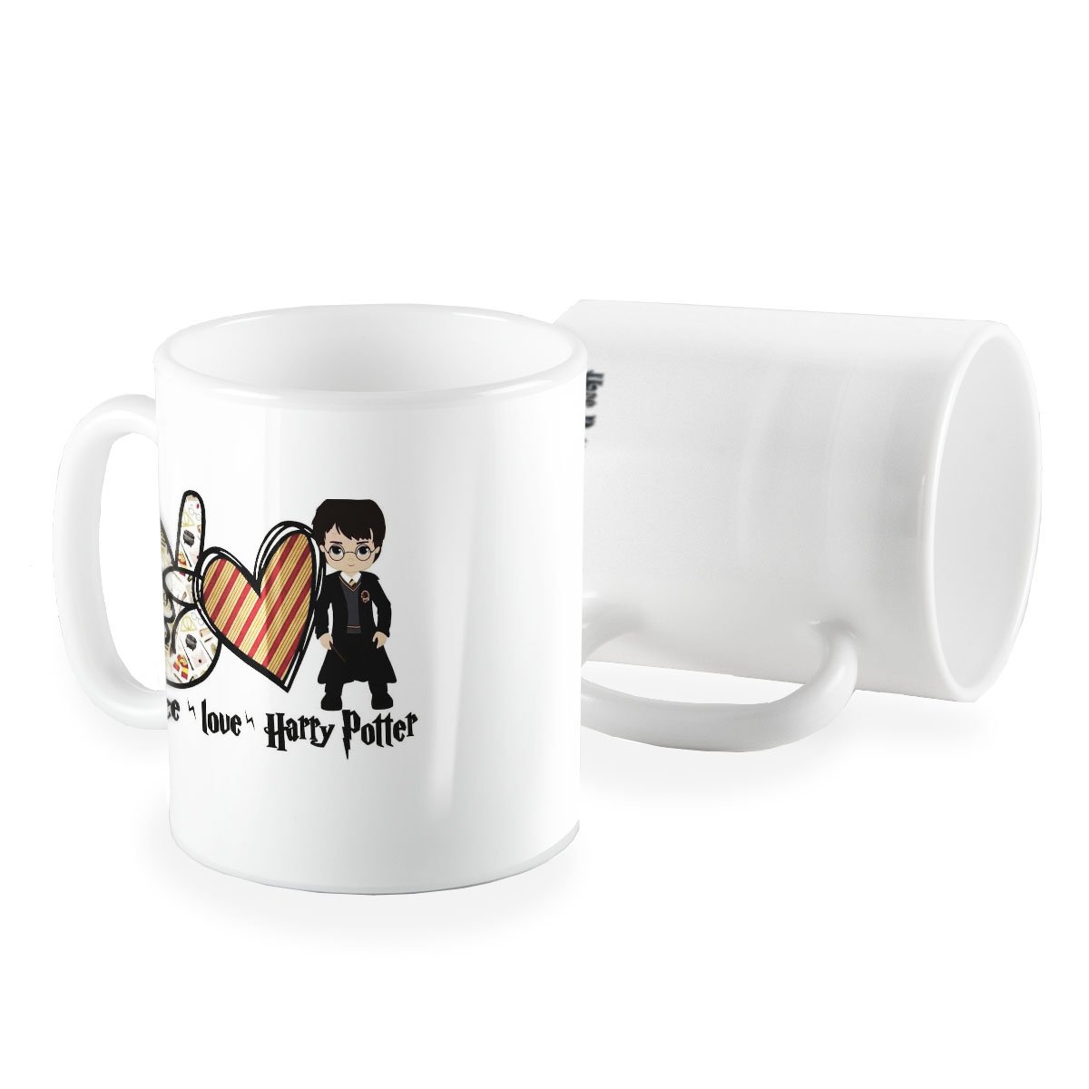 Caneca Harry Potter peace love Harry Potter MadeiraMadeira