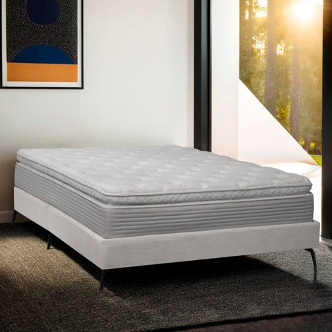 Base Cama Box Orgânica Japonesa Montreal para Colchão Casal 138x188 Bouclê Cinza