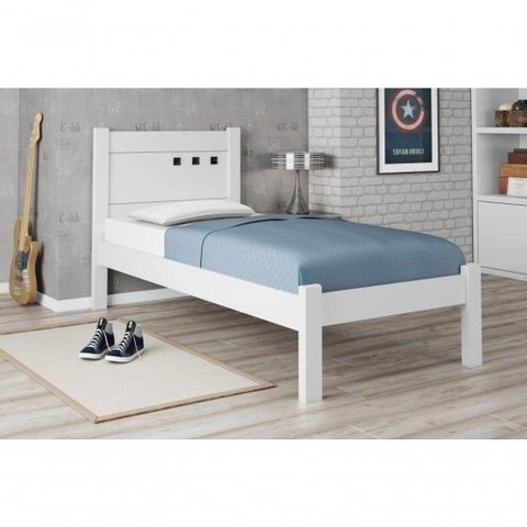 Cama Solteiro Paola em MDF Acabamento Brilhante Branco para Colchão 88cm Framar