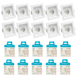 Kit 14x Spot Embutir Recuado Gu10 C/ Lâmpada Eco 6w Stella Cor:branco - Branco Neutro - 3
